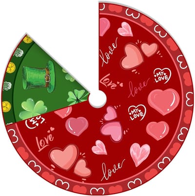 Kerstboomrok van 36 inch, Dubbelzijdige Print voor Feestdagen, Valentijnsdag en St. Patrick's Day Decoratie