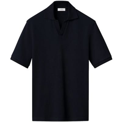 Eton Waffle Open Collar Polo Shirt Navy / male