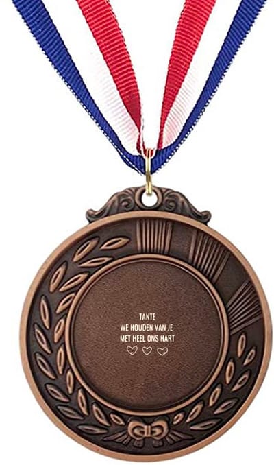 Akyol - tante we houden van je met heel ons hart medaille bronskleuring - Tante - de liefste tante - cadeautje - verjaardagscadeau - verjaardag - cadeau voor tante - cadeau - kado - geschenk - gift - tante artikelen