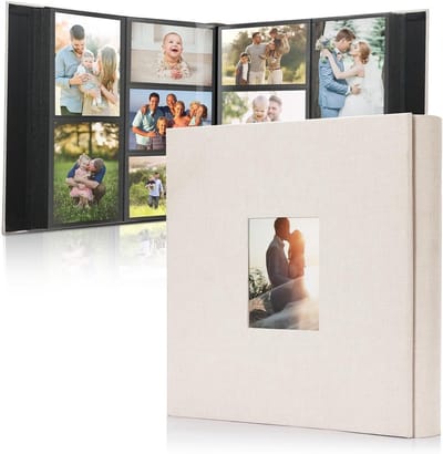 Groot fotoalbum voor 1000 foto's (10 x 15 cm) met linnen binding, personaliseerbaar, perfect voor familie, bruiloften, reizen en babyherinneringen, fotoboek om in te voegen, zwart