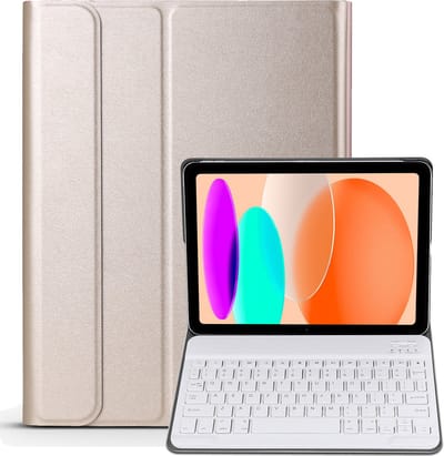 Hoes - Geschikt voor Apple iPad A16/A18 (2022/2025/2026) - 10.9 & 11 inch (10e, 11e & 12e generatie) - Keyboard Book Cover - Toetsenbord Case - Hoesje - Goud