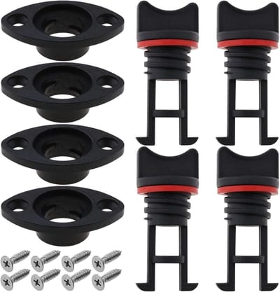 Kajak Afvoerpluggen - Boot Afvoerpluggen Kit - Waterdicht Maken Kajak - Nylon Materiaal Rubberen Pakking - 25 mm Diameter - Zwart