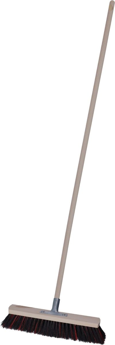 Brumag Straatbezem Tilemaster voor buiten terras tegels en klinkers - Harde bezemkop 40 cm breed - Houten steel van 139 cm