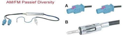 Diversity antenne adapter passief 2x fakra male --> din male