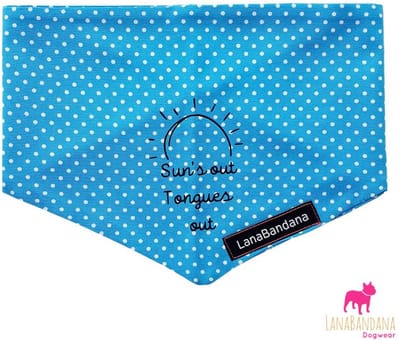 LanaBandana Dogwear | Knoopbandana | Hondenbandana | Zomer | Sun's Out, Tongues Out | Blue | Maat S