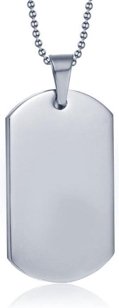 Zilverkleurige Dogtag kettinghanger met ketting