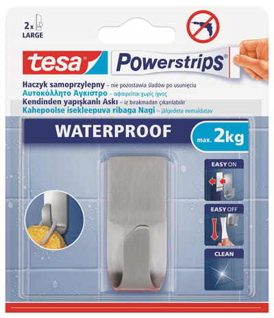 Tesa Powerstrips - Zelfklevende Haken - Waterdicht - 2kg Draagvermogen - Metaal