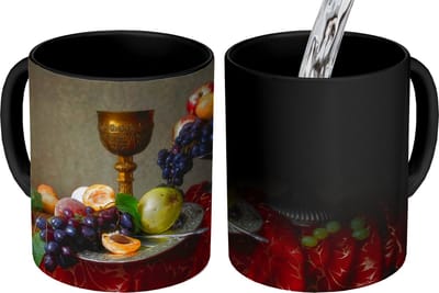 Magische Mok - Foto op Warmte Mokken - Koffiemok - Rustiek - Tafel - Fruit - Stilleven - Beker - Magic Mok - Beker - 350 ML - Theemok