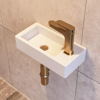 Compacte Rechthoekige Wastafel Wandmontage voor Kleine Badkamer of Toilet