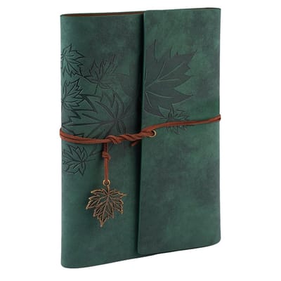 Dailygoods - Notitieboek van PU-leer, navulbaar, A5-formaat, vintage ringband, navulbaar, notitieboek, reisdagboek, dagboek, 160 vintage, navulbaar, blanco pagina's, voor reizen, werk en kantoor (23 x 16 cm, groen