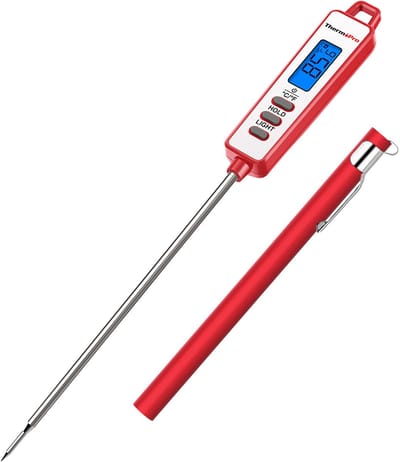 ThermoPro TP01H Vleesthermometer – Instant Read Keukenthermometer – Meetresultaat in 4-6 sec – ±0,5 °C Nauwkeurig – Lange RVS Sonde 13,5 cm – Verlicht LCD Display – Magneet – Voor BBQ, Oven, Frituren en Bakken