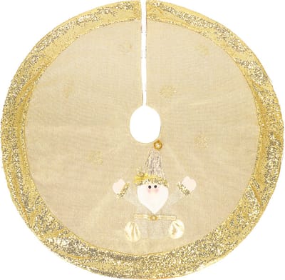 Springos Kerstboomkleed - Onderlegger - Kerstman - Goud - 106 cm
