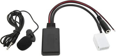 Audio Muziek Adapter - Aux Audiokabel Bluetooth - Muziek Luisteren Auto - 12-Pins Connector - 12 Volt - Zwart