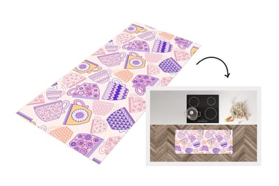 Keukenloper - Loper keuken - Patronen - Theekopjes - Thee - 120x50 cm - Keukenloper vinyl