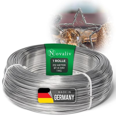 212 meter aluminiumdraad 1,5 mm zilver, hobbydraad ideaal als buigdraad voor knutselen, veelzijdig voor doe-het-zelfprojecten en decoraties, rol van 212 m decoratief draad, sieradendraad, bloemendraad