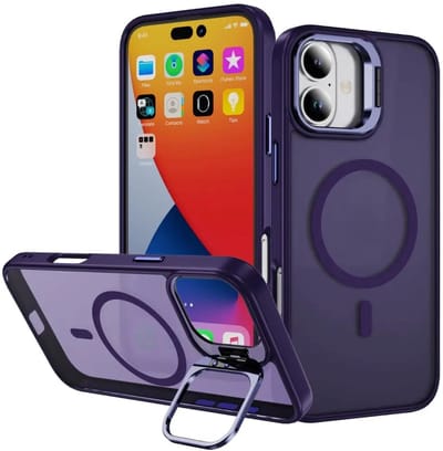 Hoesje Geschikt voor Apple iPhone 17 - Compatibel met MagSafe & Qi2 - Back Cover met Standaard - Camera Kickstand - Paars