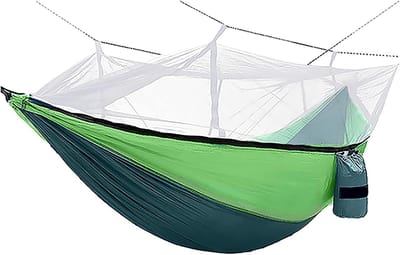 Dubbele Hangmat - Kampeerhangmat Reishangmat - Buiten Ontspannen - Sterke Nylon Constructie - 260 x 140 cm - Naturel