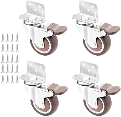 Zachte rubberen wielen met rem, Ø 38 mm, 4 l type meubelwielen voor optimale mobiliteit en stabiliteit