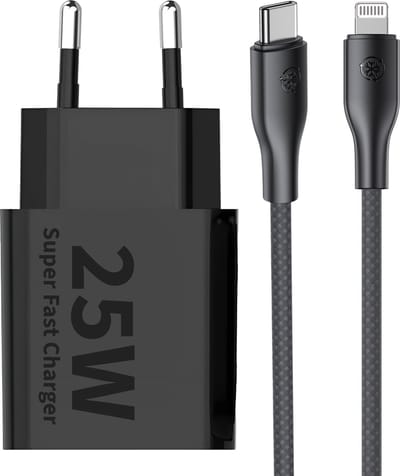 Snellader geschikt voor iPhone - 25w Oplader + usb C Lightning Kabel - Oplader geschikt voor iPad - Power Adapter - 2 Meter