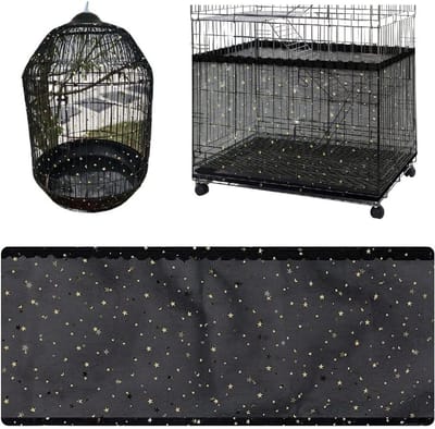 Zwart Starvormig Vogelkooi Deksel met Verstelbare Zaadopvang, Stofdicht Nylon Gaas voor Cages 140-220 cm