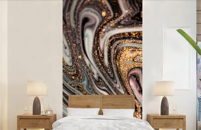 Behang - Fotobehang Marmerlook - Goud - Glitter - Luxe - Marmer - Wit - Breedte 120 cm x hoogte 240 cm