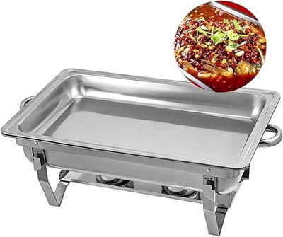 Hot Pot Buffetset - Voedselwarmhouder - Gerechten Warm Houden - Duurzaam Roestvrij Staal - 9 Liter Capaciteit - Zilverkleurig
