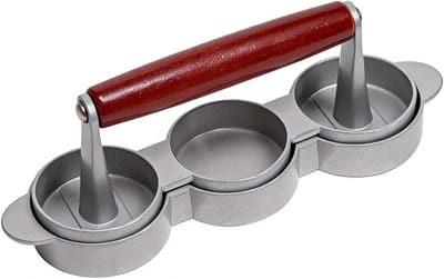 Mini Burgerpers - Patty Maker - Pasteitjes Maken - Anti-aanbaklaag - 3 Sleuven - Zilver