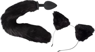 Bad Kitty – Petplay Set met Buttplug Staart en Oortjes voor een Onschuldige Poes Uitstraling – Zwart