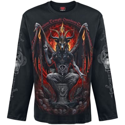 Spiral Shirt met lange mouwen - Baphomet - M - voor Mannen - zwart
