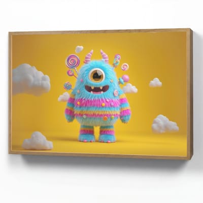Nachtlampje 100x70 cm - Kinder lamp - Monster - Snoep - Geel - Kleurrijk - Tafellamp kinderkamer draadloos - Slaapkamer lampje - Bedlamp kinderen - Kinderlampje - Wandlamp babykamer - Nachtlampjes