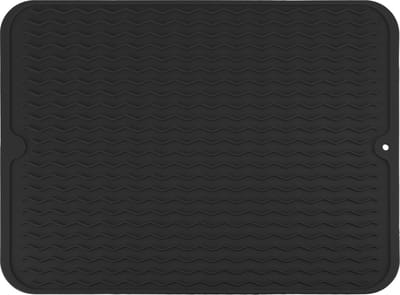 Krumble Afdruipmat - Afdruiprekken - Droogmat - Afwassen - Vaatwassen - Antislip - Huishouden - Ruitpatroon - Siliconen - 40 x 30 cm - Zwart