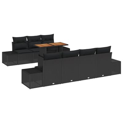 vidaXL - Tuinbank - Set - 8 - st - Zwart - poly - rattan