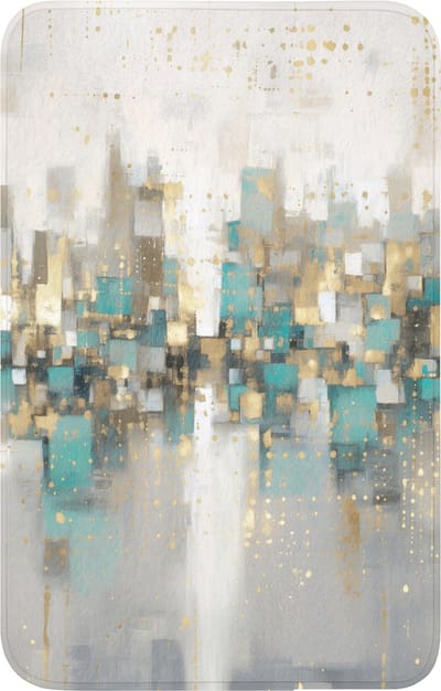 WC mat 50x80 cm - Antislip - Abstract - Blokken - Goud - Skyline - Toiletmat - Vloermat - Douchemat - Toilet tapijt - Toiletmatten
