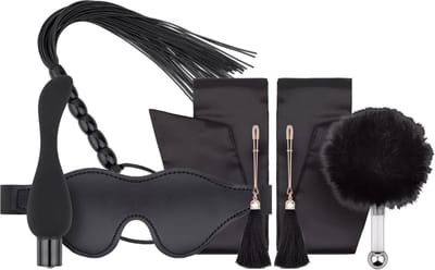 BDSM - Starter Set - Vibrator - Bondage - Oogmasker - Bondagebanden - Flogger - Tepelklemmen - Kietelaar - Meerdere kleuren - FeelzToys - Bondage Bliss