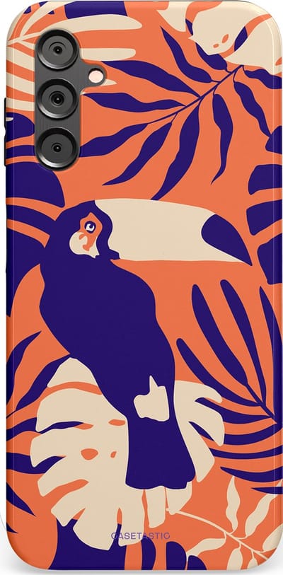 Casetastic Hoesje Geschikt voor Samsung A14 (5G/4G) - Stijlvolle Beschermende Duo-layer Case - Paradijs Toekan
