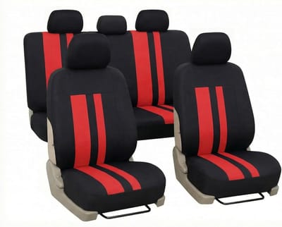 SnelShoppen - Universele Auto Stoelhoezen Set 9-delig Rood Polyester Geschikt voor Voor- en Achterzitplaatsen