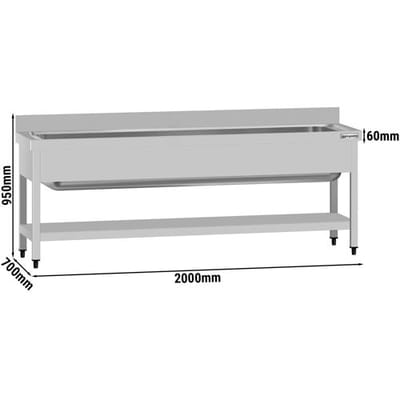 GGM Gastro Topfspültisch ECO - 2000x700mm - mit Grundboden & 1 Becken