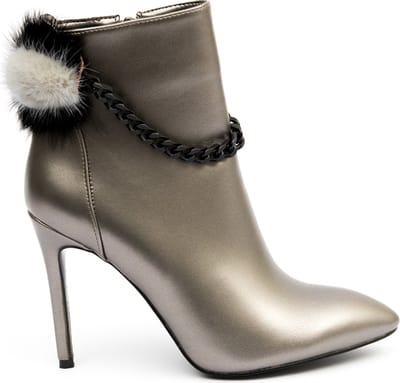 Zerba - Dames Enkelaarzen - Maat 41 - Metallic Grijs Leer - Lazara
