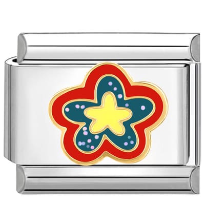 Quiges - Schakel - Bedel - 9mm - charms - Kleurrijk - Zeester - Geschikt voor - armband - Schakelarmband - italy bedels armband
