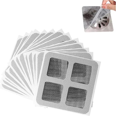50 stuks - Vloerafvoer - Afvoerstop - Badstop - badkamer vloerafvoer - Gootsteenstop - Afvoerplug - Afvoerzeef - Haarvanger - Grijs - gaasafdekking vloerafvoersticker voor keuken, badkamer en badkuip - 10*10 cm