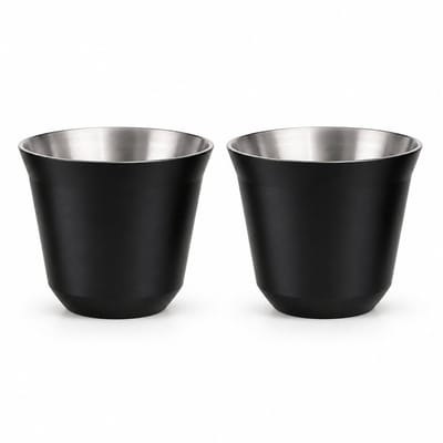 My Green Deal – RVS Koffiebekers Zwart Set van 2 – 163 ml – Koffiekopjes Zonder Oor – Espresso Bekers – Premium 304 RVS – Minimalistisch & Vaatwasserbestendig