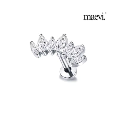 Maevi® Piercing voor Oor - Kleur: Zilver - Formaat: 12 x 6 MM - Titanium - Tragus / Kraakbeen / Helix / Conch - Oorpiercing - Piercing Sieraad - Hoge Kwaliteit - Labret Piercing - Luxe Sieraad - Oorbellen