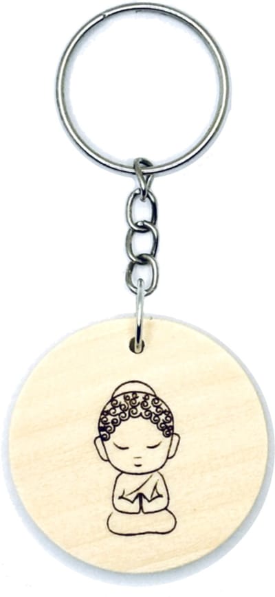 Sleutelhanger van hout | BOEDDHA | geluksbrenger | buddha voor geluk | volwassenen