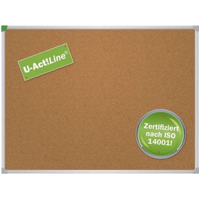 FRANKEN prikbord U-Act, kurk bruin, 450 × 600 mm, aluminium frame
