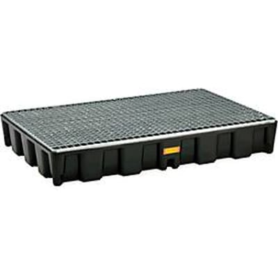 Vloerbeschermingsbak CEMO 120HD, polyethyleen, carterinhoud 120, gegalvaniseerd stalen rooster, met goedkeuring, B 1200 x D 800 x 180 mm