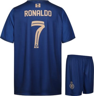 Ronaldo Al-Nassr Voetbaltenue Uit - Voetbal Tenue Kinderen - Shirt en Broekje - Jongens en Meisjes - Volwassenen - Heren en Dames - Maat 116