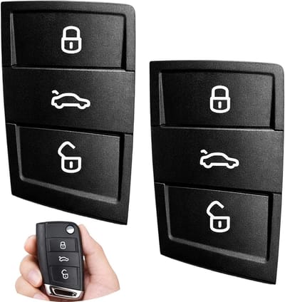 Set van 2 Vervangende Sleutelhangers voor Auto met 3 Knoppen, Rubber Toetsen voor Lock/Unlock en Kofferbak Functie