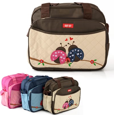 Praktische Luiertas - Baby Verzorgingstas- Inclusief Verschoningsmatje - Flessenhouder - Lieveheersbeestjes - Bruin