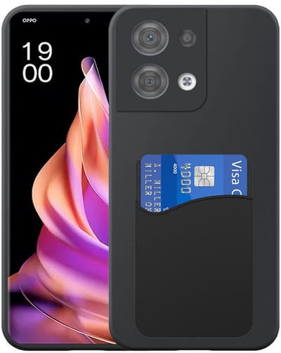 Geschikt voor Oppo Reno 9 Telefoonhoesje met Siliconen Pasjeshouder - Flexible Back Cover Case Siliconen TPU with Silicone Cardslot - Zwart - Smartphonica geschikt voor Oppo Reno 9
