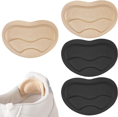 Zelfklevende hielkussentjes voor extra comfort en bescherming tegen blaren in te grote schoenen (zwart + nude)